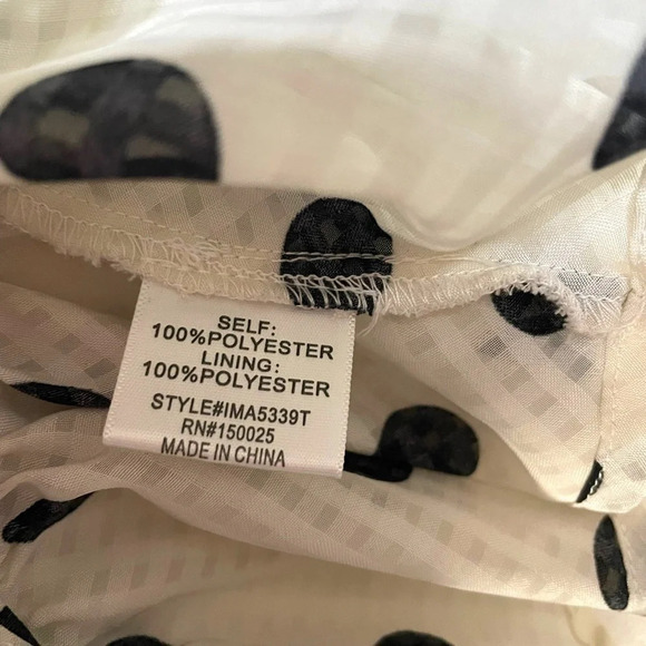 Emory Park Puff Sleeve Tie Front Polka Dot Blouse in White and Black Size S - Picture 11 of 14